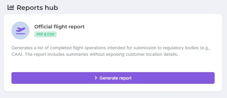 Flight report details