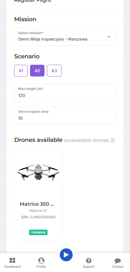 Register flight